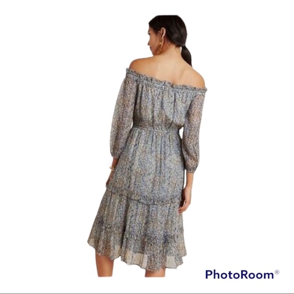 Anthropologie Kira Off-the-Shoulder Peasant Floral Dress: size 12P - Picture 4 of 11